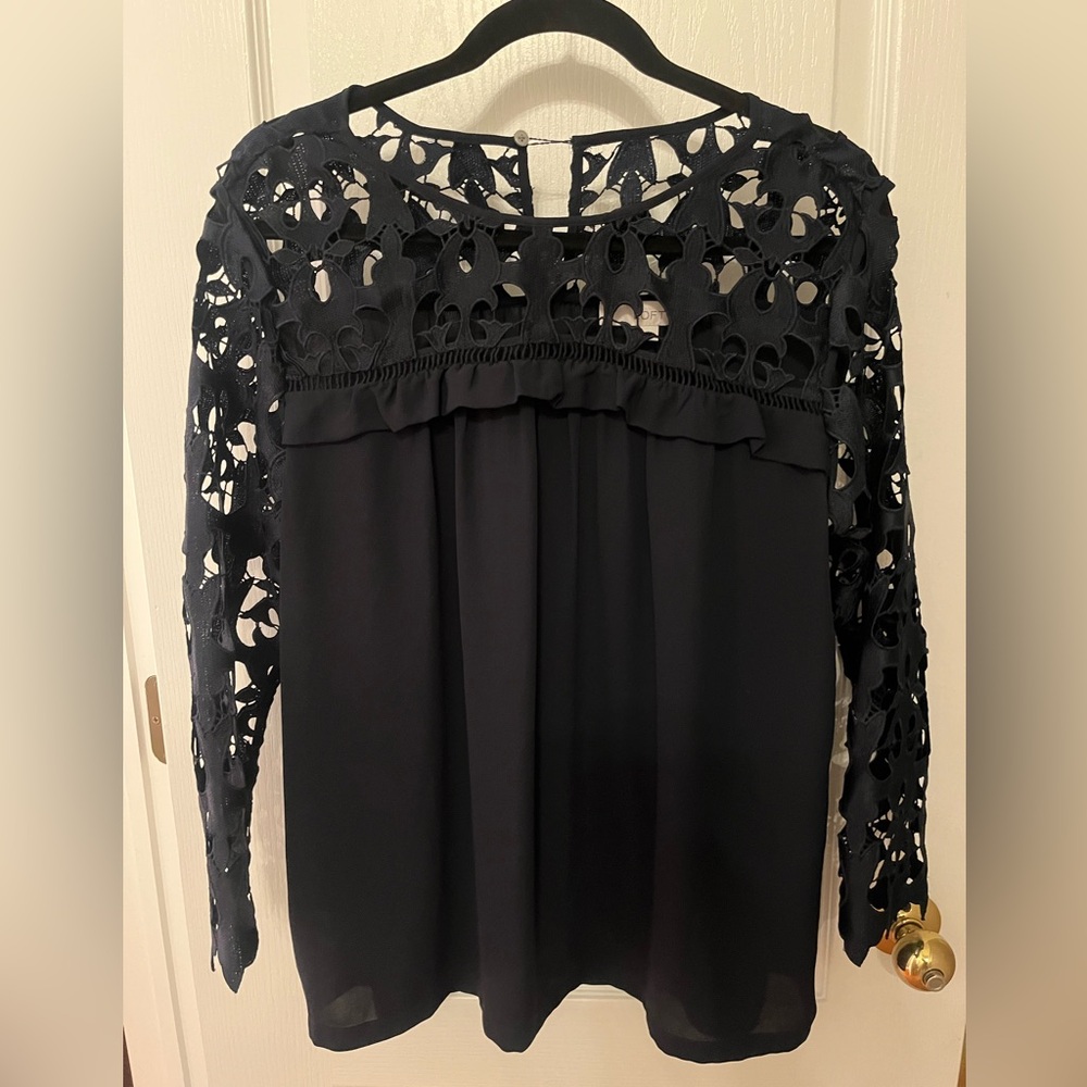 Loft Navy Lace Women's Top - Picture 3 of 9